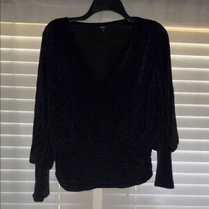 Black Women's V-Neck Blouse -